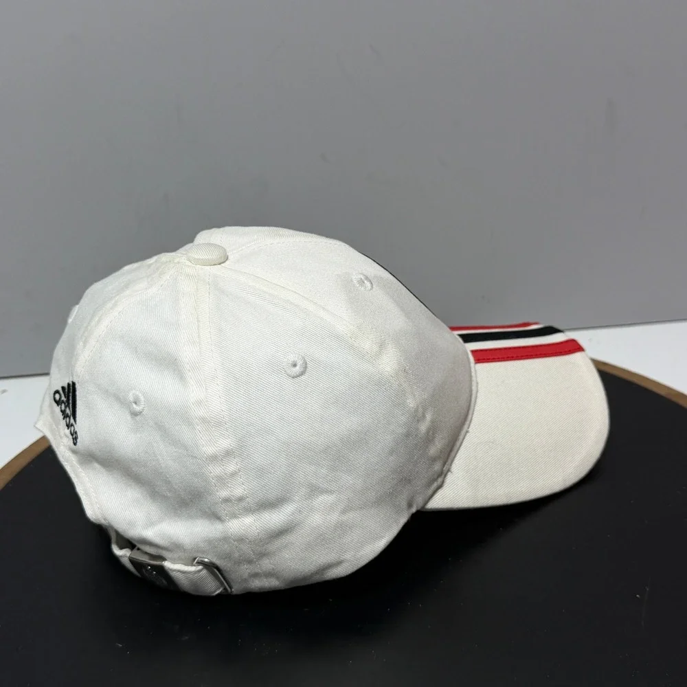 AC‎ Milan Hat Adidas Youth OSFM Soccer Fan Futbol Cap White Red Black Striped
